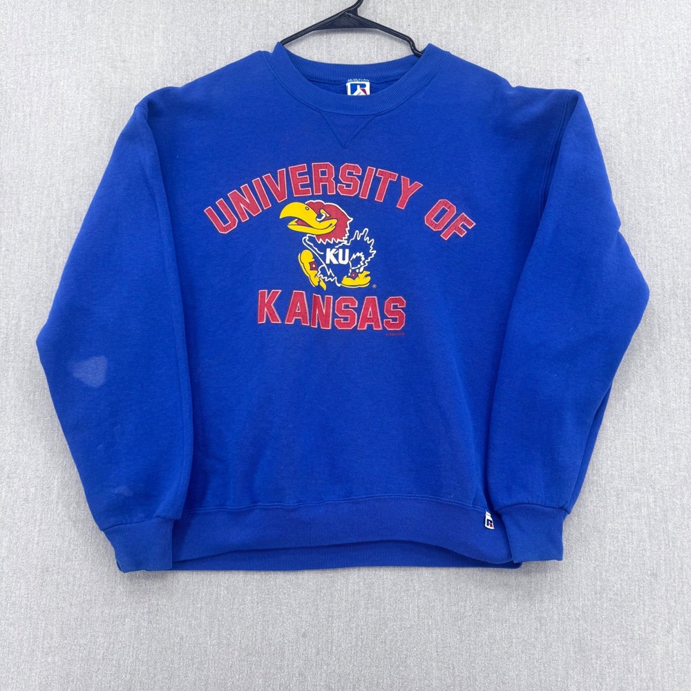 Vintage Russell Athletic Sweatshirt Mens XL University of Kansas Jayhawks USA